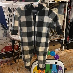 Hurley Black and White Plaid Kids Footie